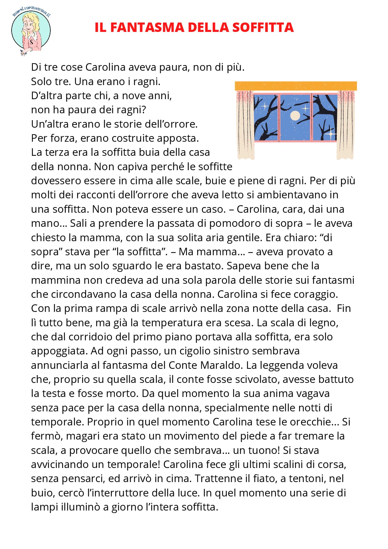 IL FANTASMA DELLA SOFFITTA - ALUNNI CLASSE QUARTA E QUINTA - SCUOLA PRIMARIA
