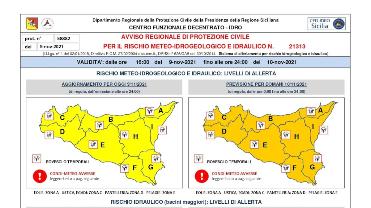 Allerta Meteo Arancione sino a mezzanotte: nuovo bollettino della Protezione Civile - 