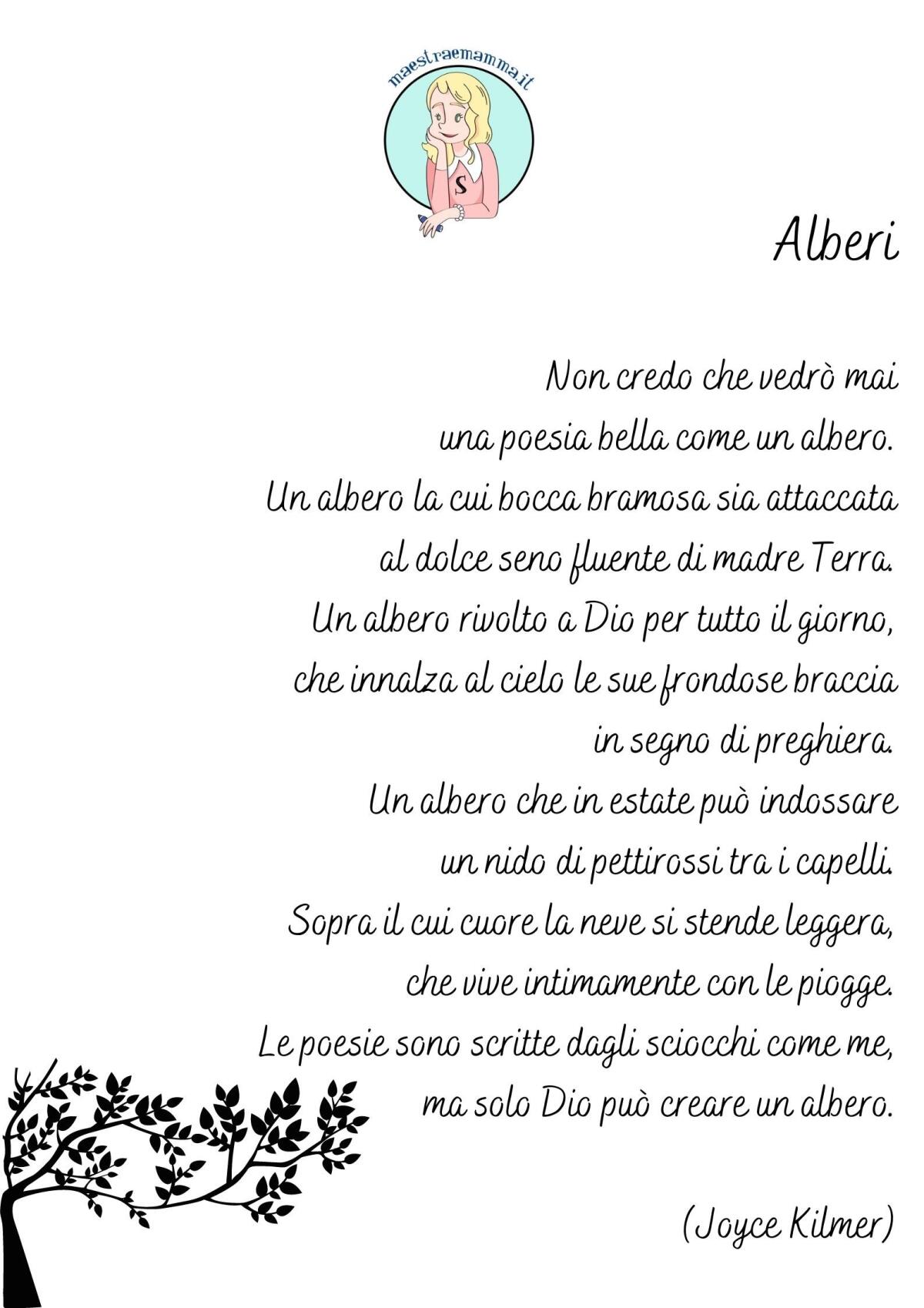 Alberi - poesia di Joyce Kilmer - 