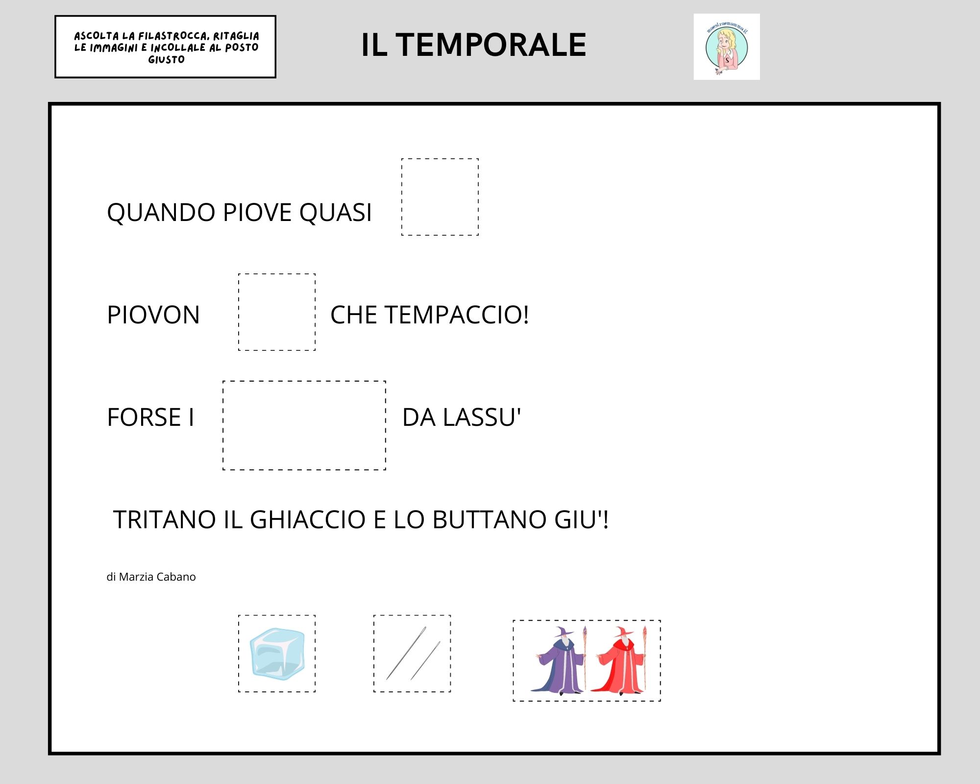 Filastrocca suono GHI con scheda didattica