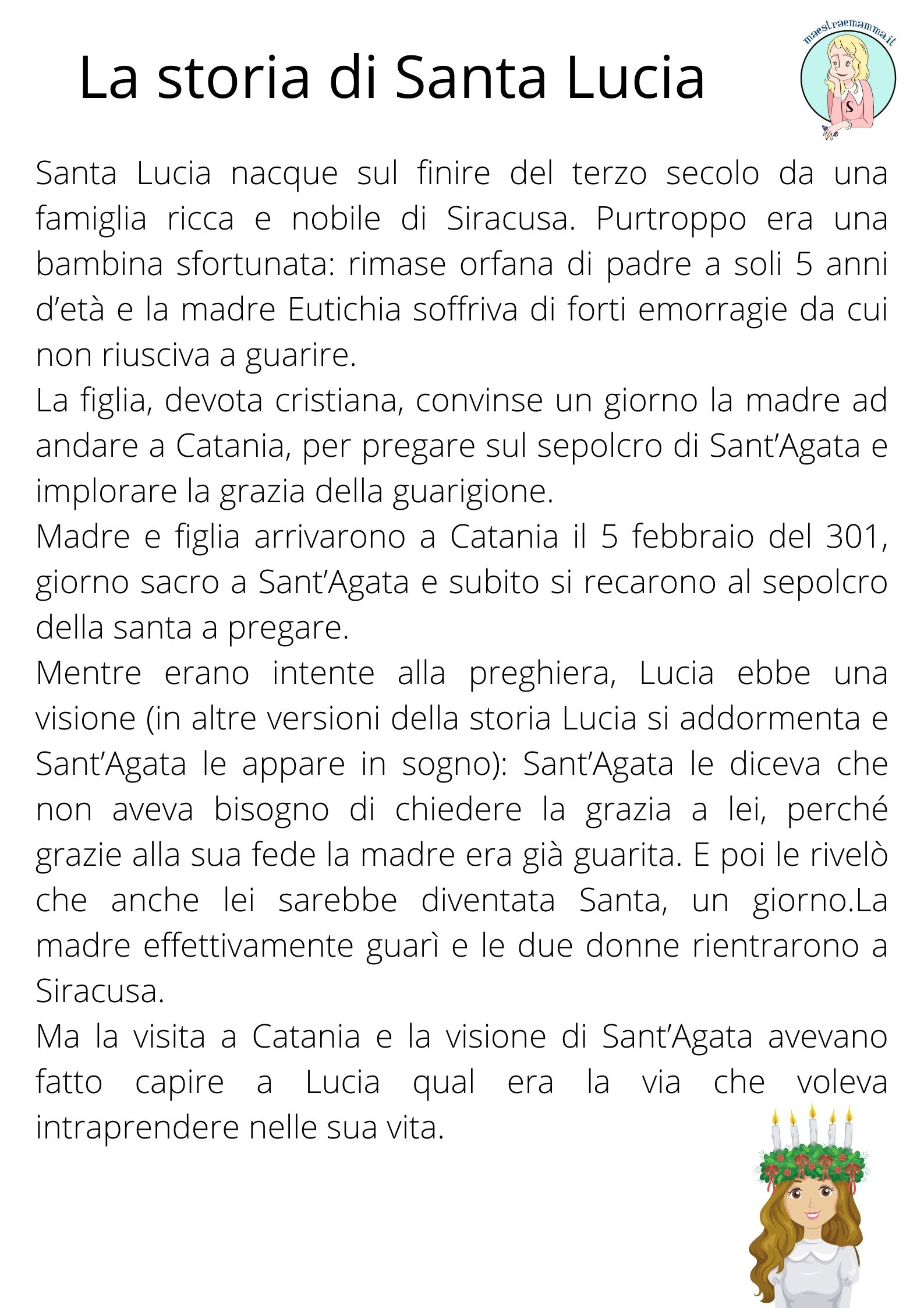 la storia di santa lucia disegno bambini