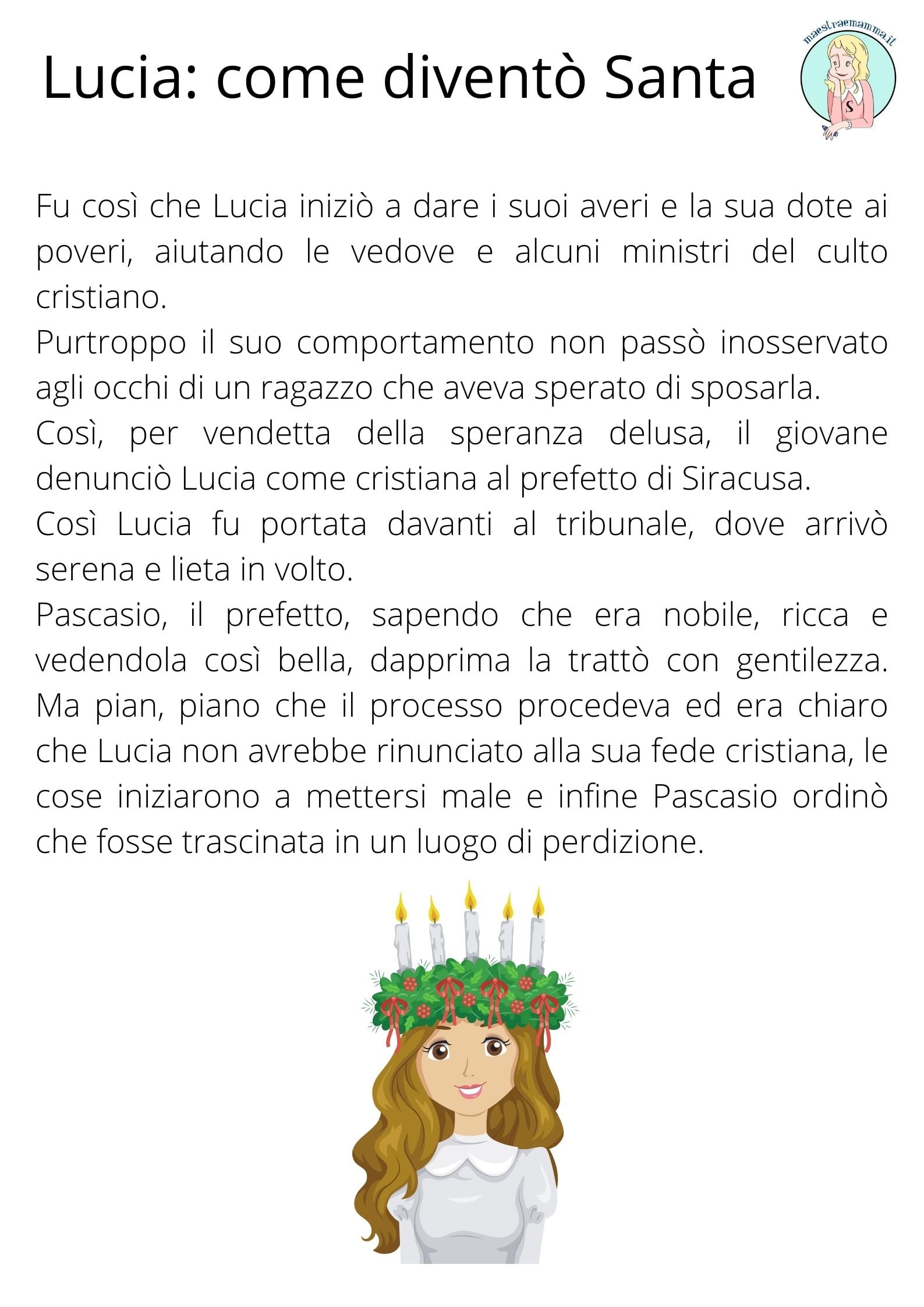 storia di santa lucia per bambini