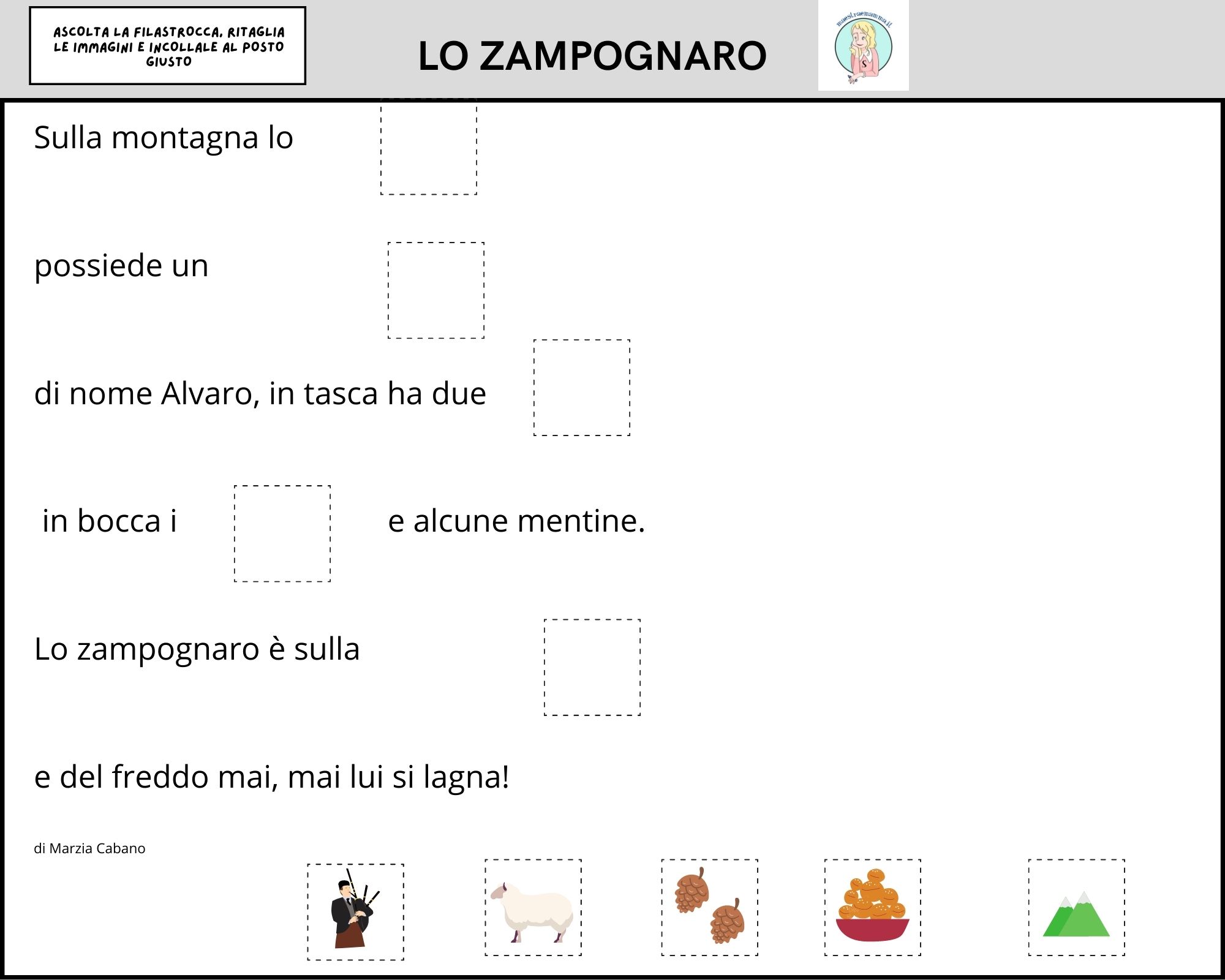 lo zampognaro scheda didattica dettato ortografico suono gn
