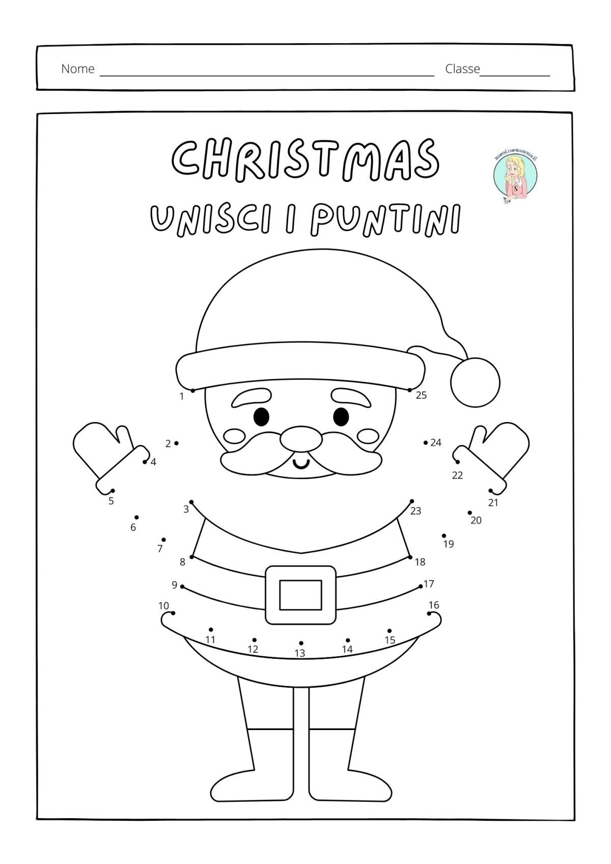 DISEGNI DI NATALE DA COLORARE: UNISCI I PUNTINI (matematica per classe seconda) - 