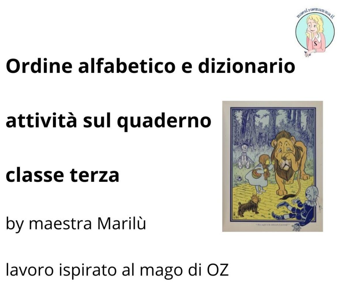 Ordine alfabetico e dizionario - attività sul quaderno - 