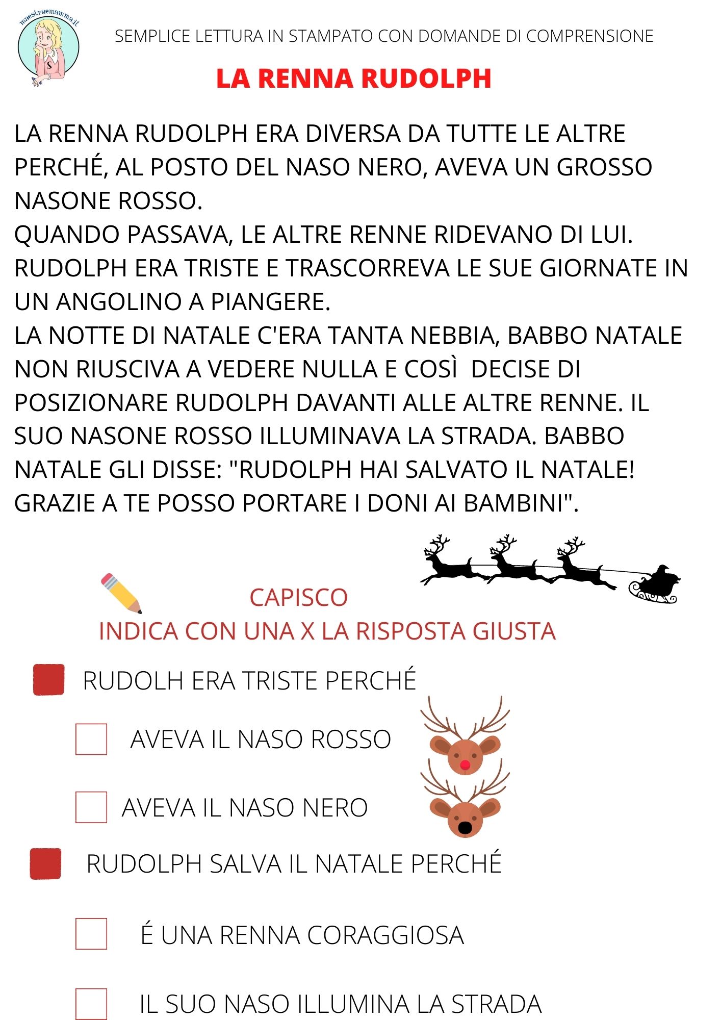 Storia Rudolph la renna dal naso rosso PDF