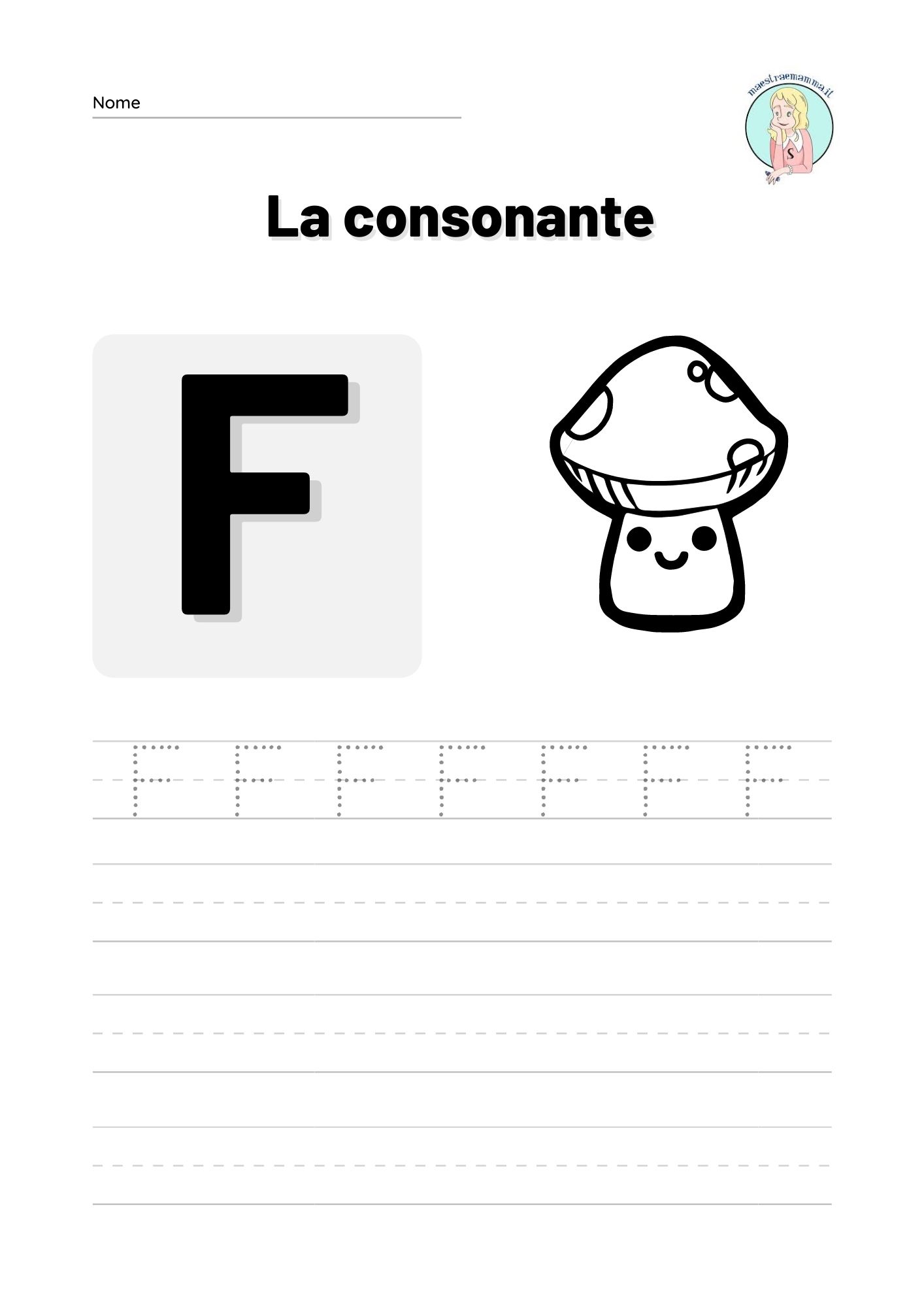 Schede didattiche lettera F classe prima