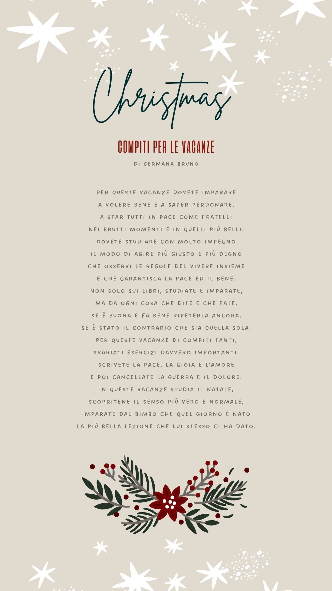 compiti delle vacanze germana bruno poesia natale