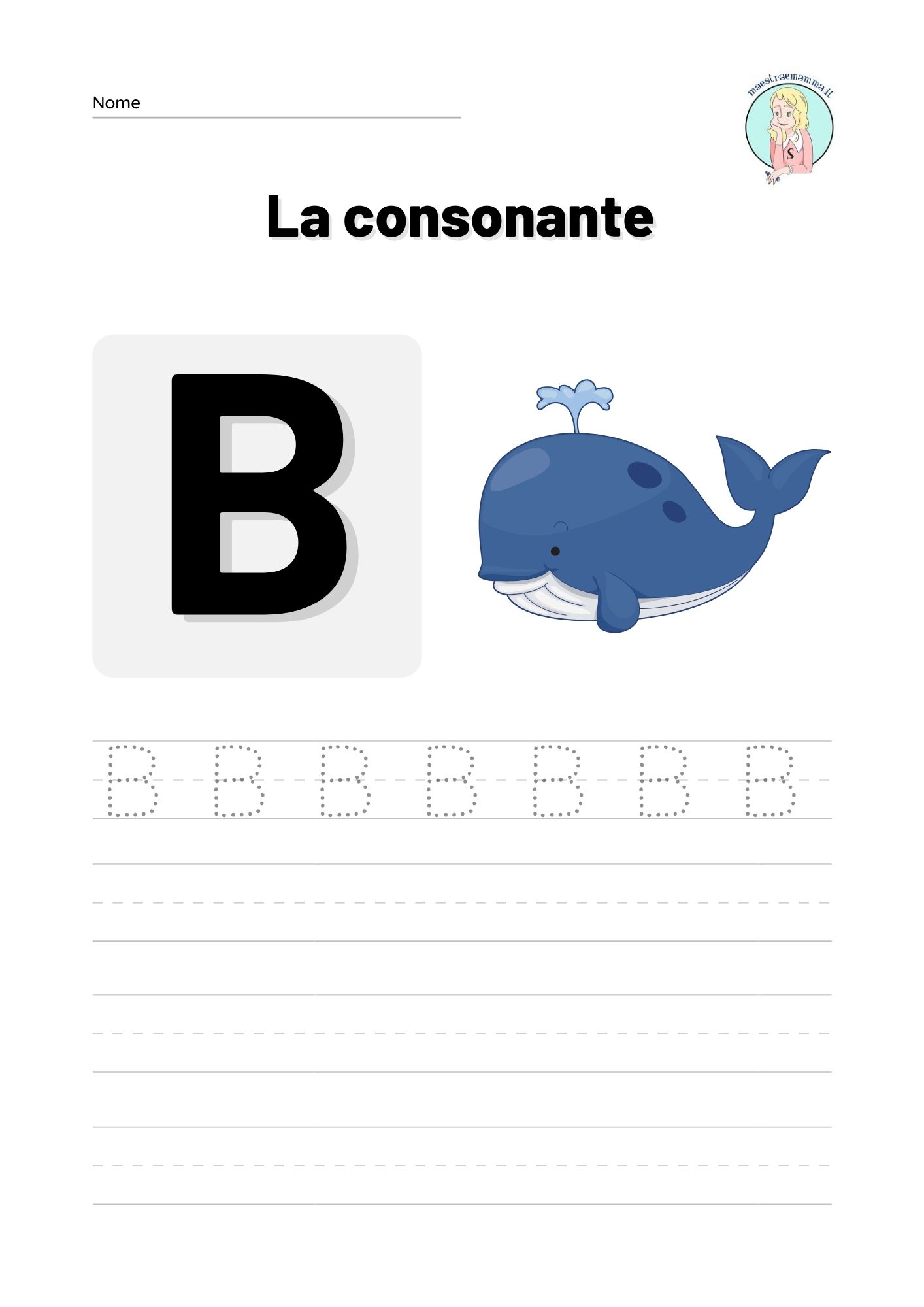 b ba be bi bo bu consonante lettera scheda didattica ripassa le parole