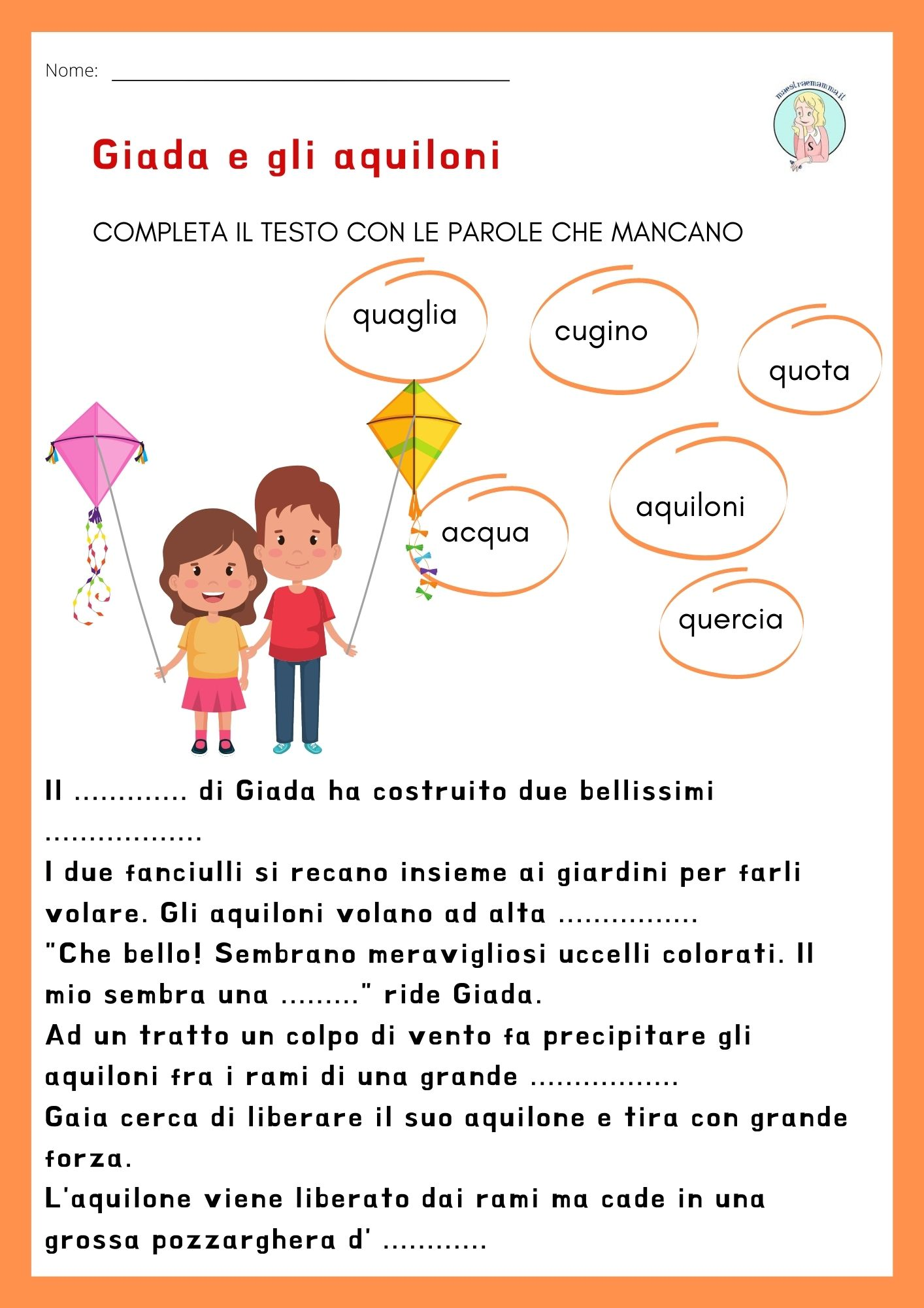 inserisci le parole mancanti cu qu cqu scheda didattica