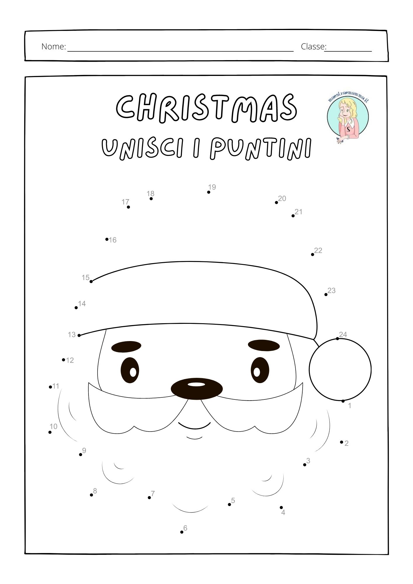 babbo natale unisci i pintini attività scheda didattica idee natale scuola primaria matematica classe seconda i numeri entro il 100