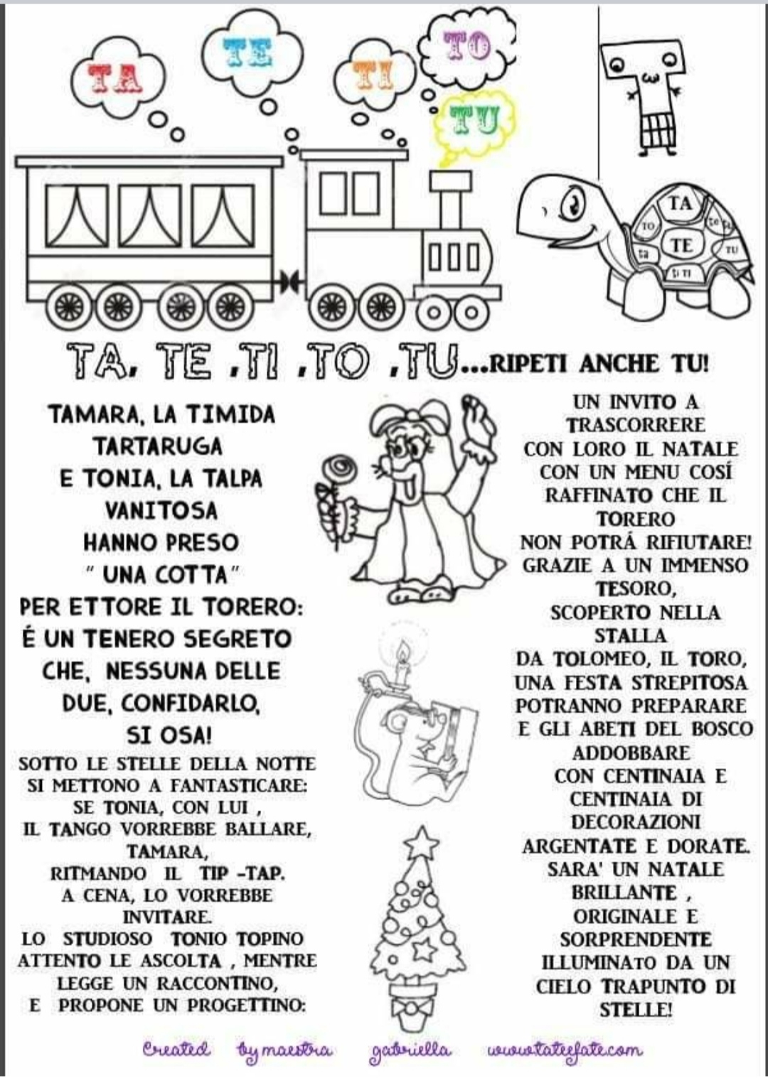 scheda didattica filastrocca lettera consonante T ta te ti to tu