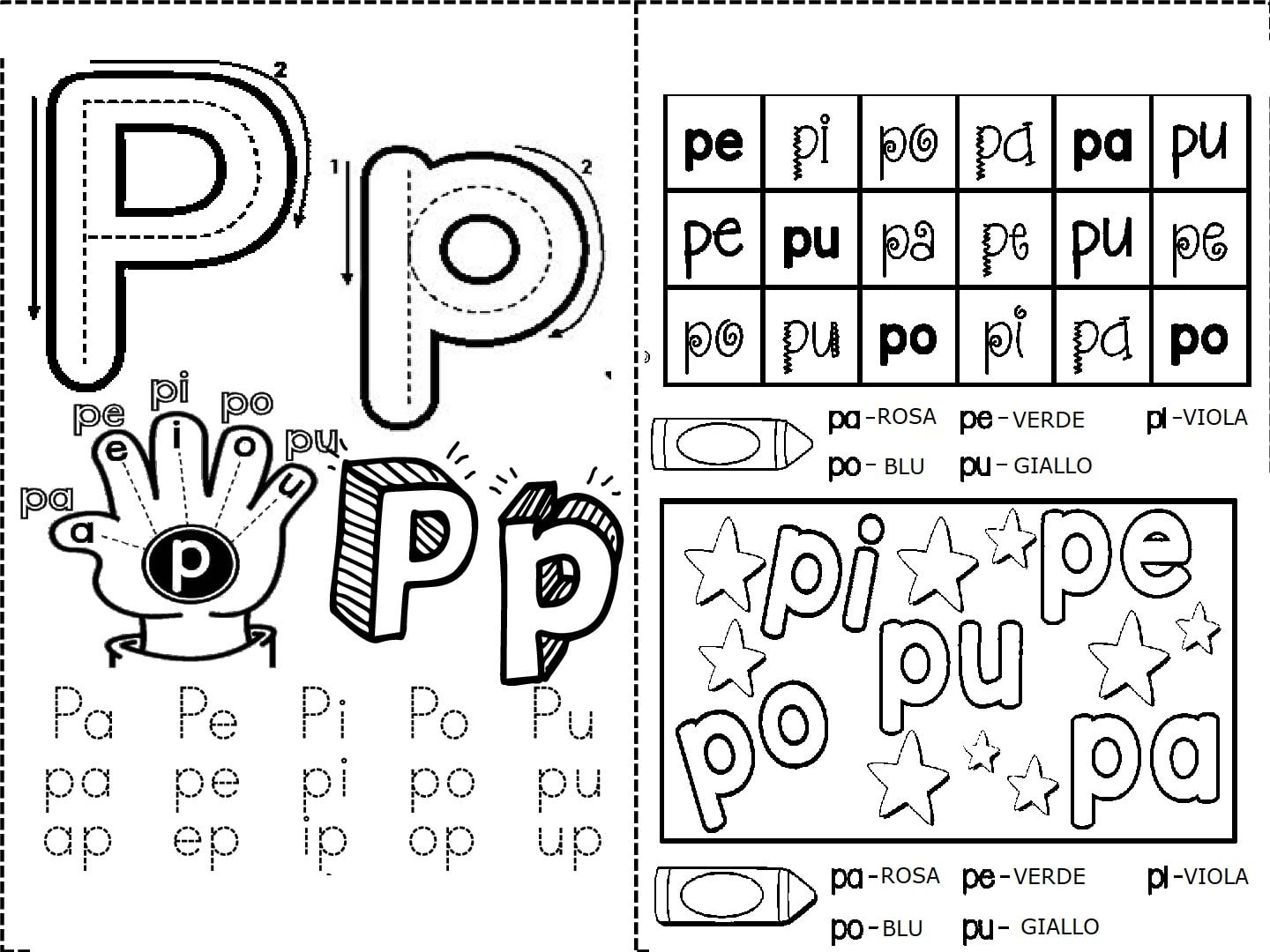 pa pe pi po pu scheda didattica lettera p