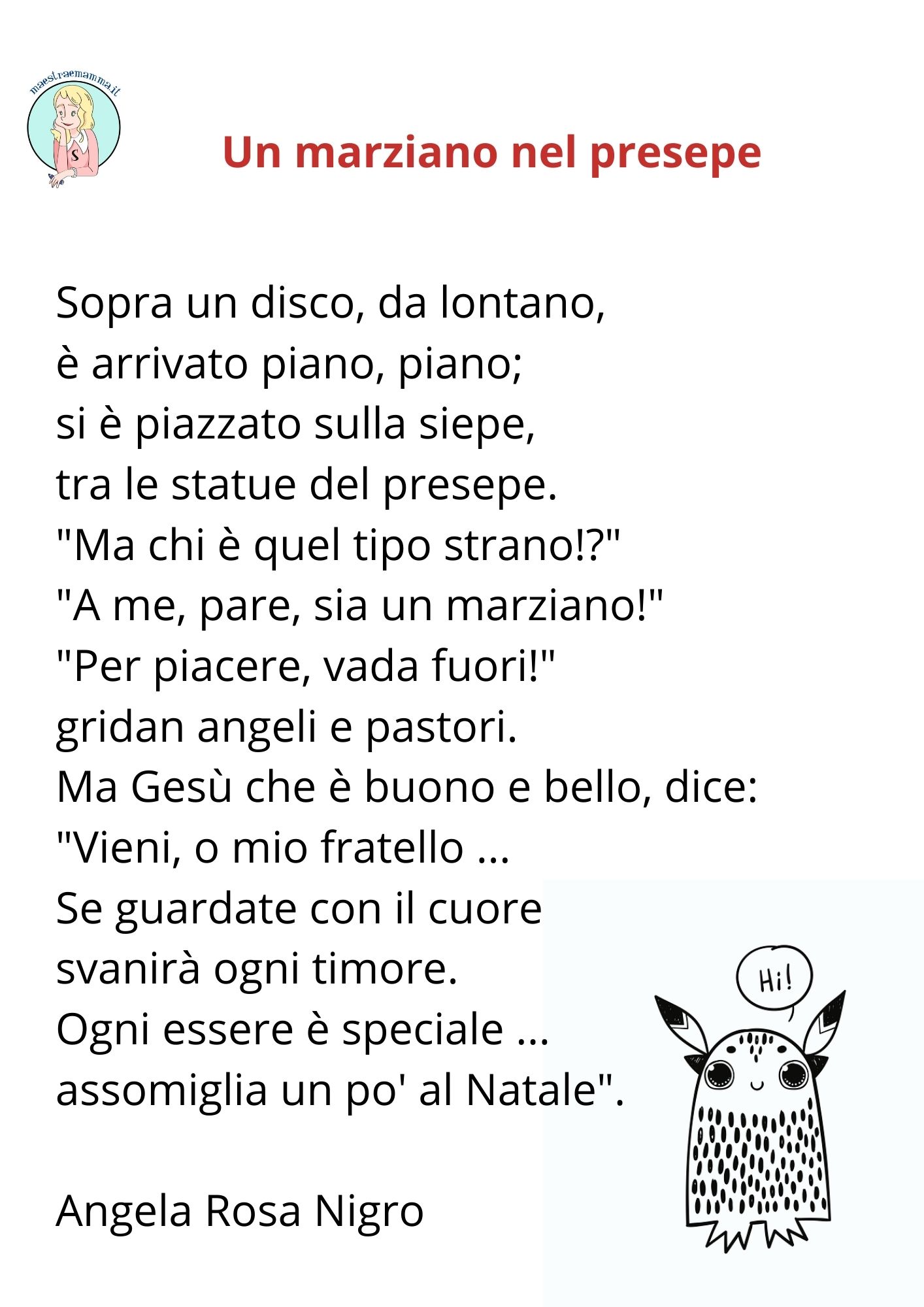 Poesia di Natale con domande di comprensione per parlare di inclusione