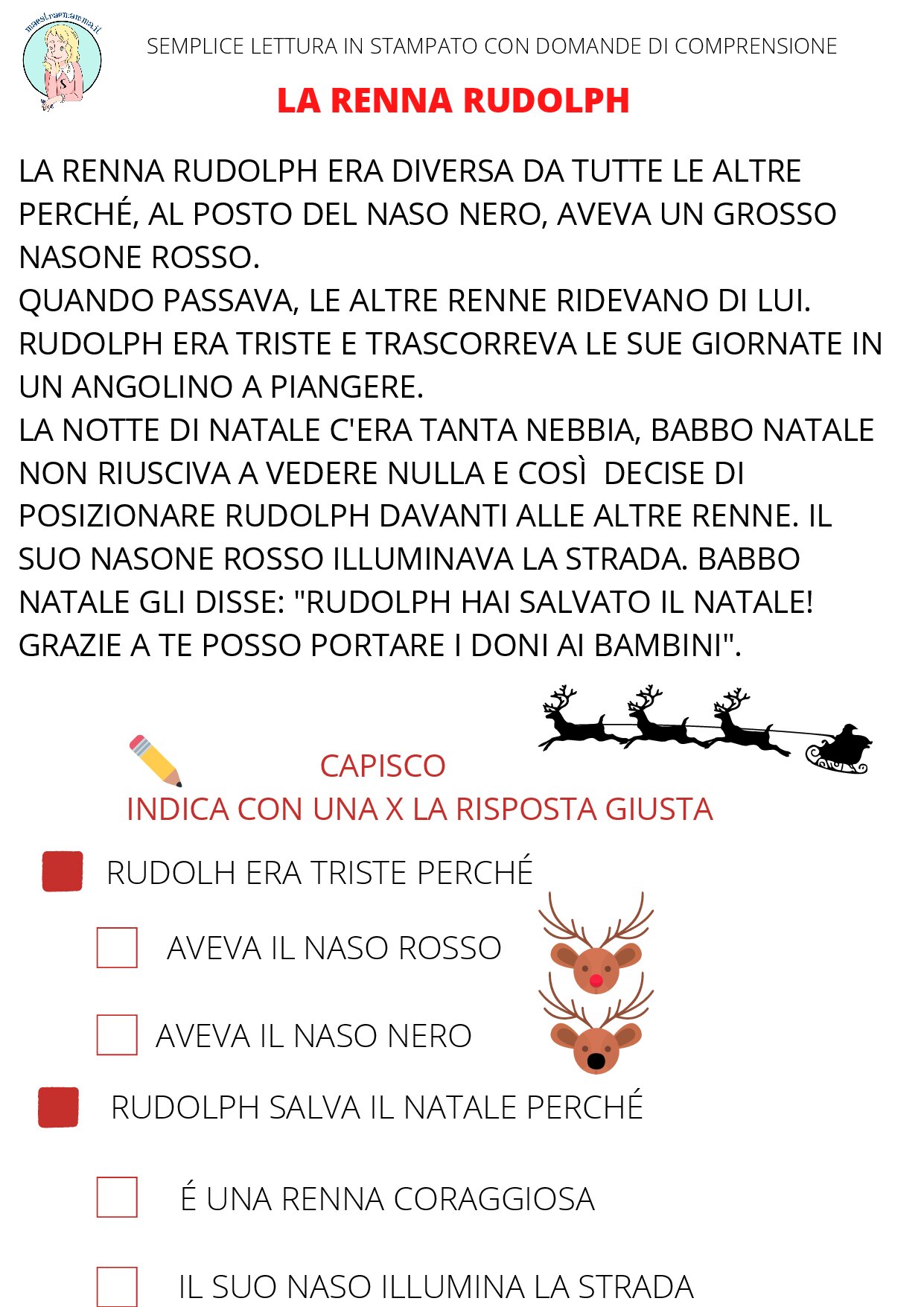 2. Storia Rudolph la renna dal naso rosso PDF 