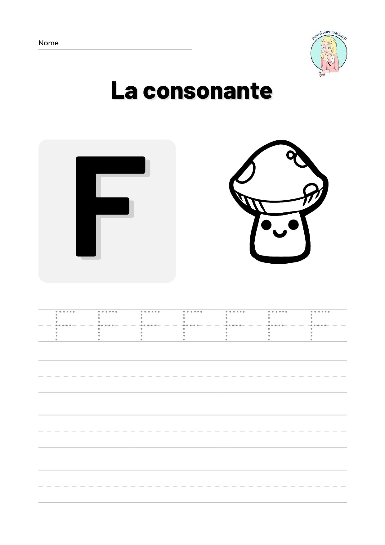 RIPASSO IL TRATTEGGIO E ESERCITATI A SCRIVERE LA LETTERA F - PDF DA SCARICARE