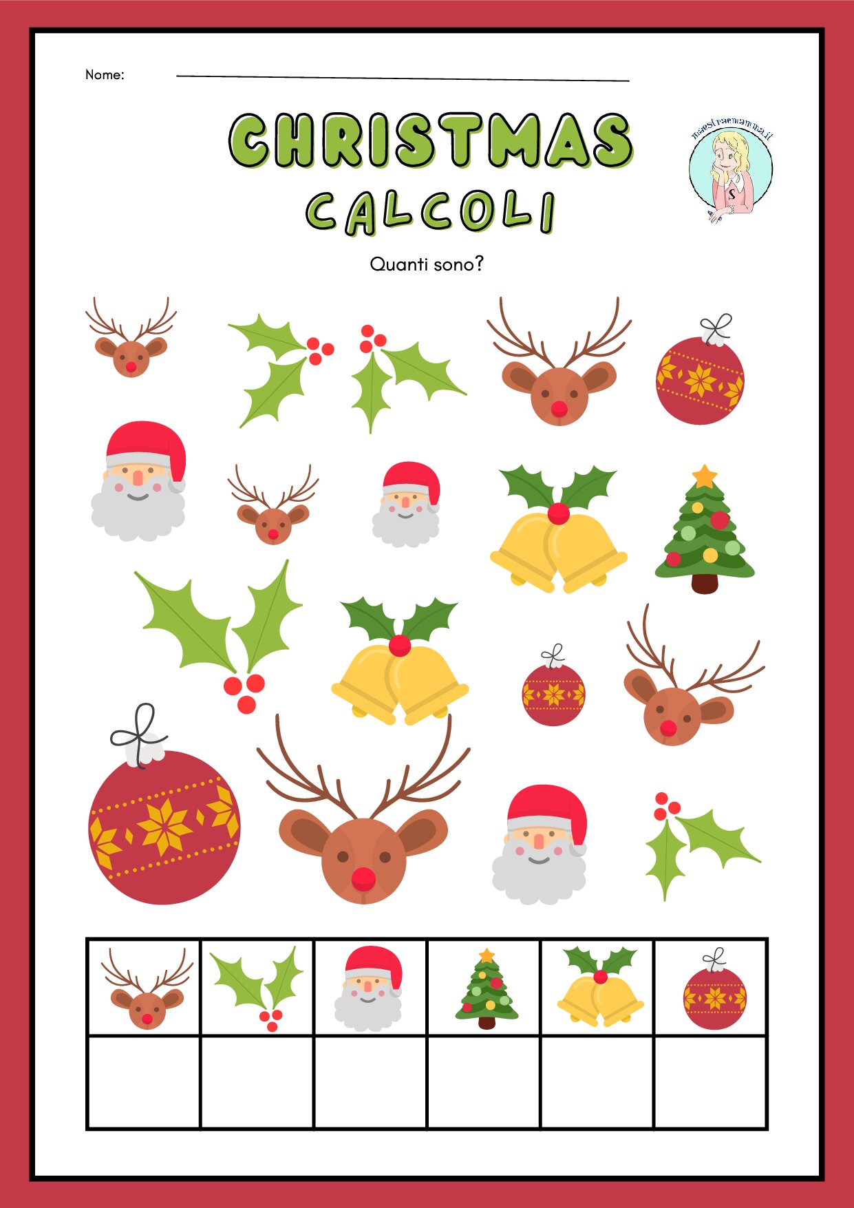 PDF calcoli natalizi classe prima 