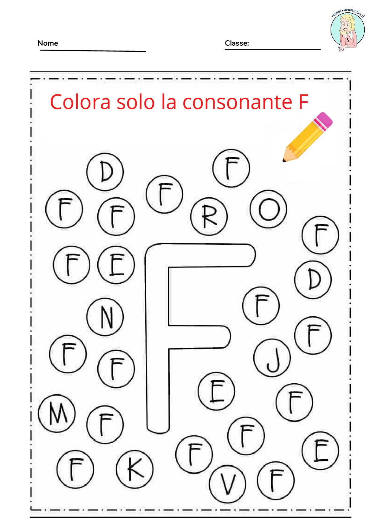 Scheda didattica - PDF - Colora solo la LETTERA F