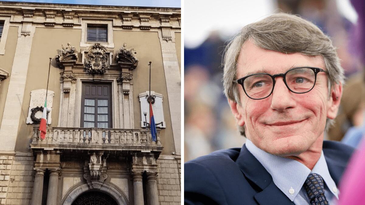 Morte Sassoli, bandiere a mezz'asta a Palazzo degli Elefanti - 