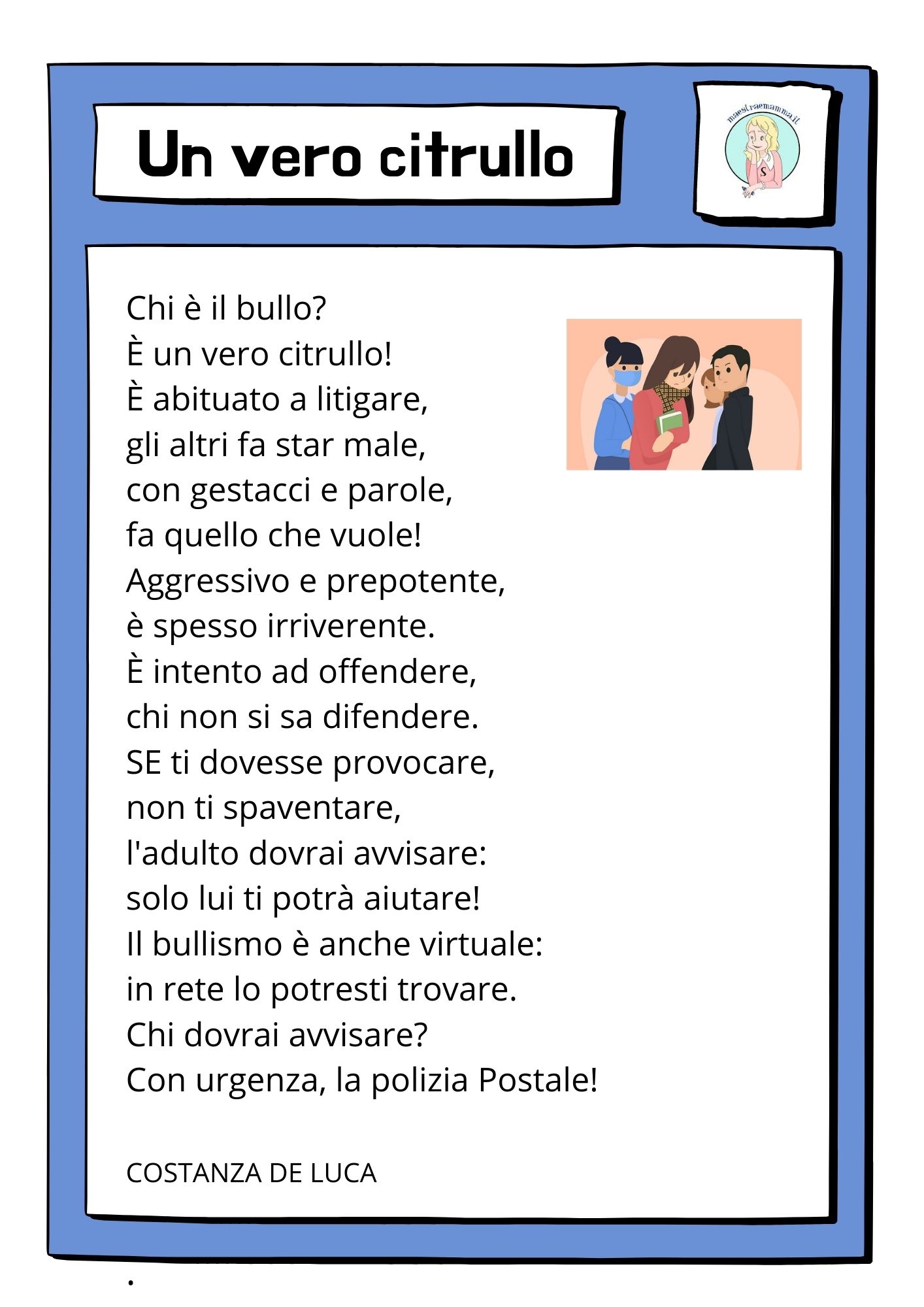 Poesie e filastrocche contro il bullismo per bambini