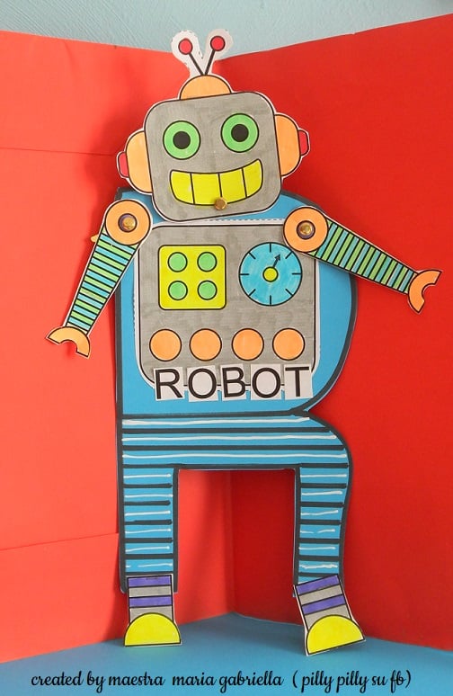 consonante lettera r robot lavoro maestra pilly pilly