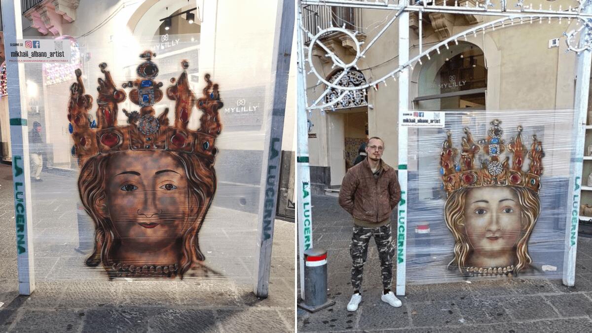 L’omaggio artistico (e temporaneo) a Sant’Agata per i festeggiamenti agatini (FOTO) - 