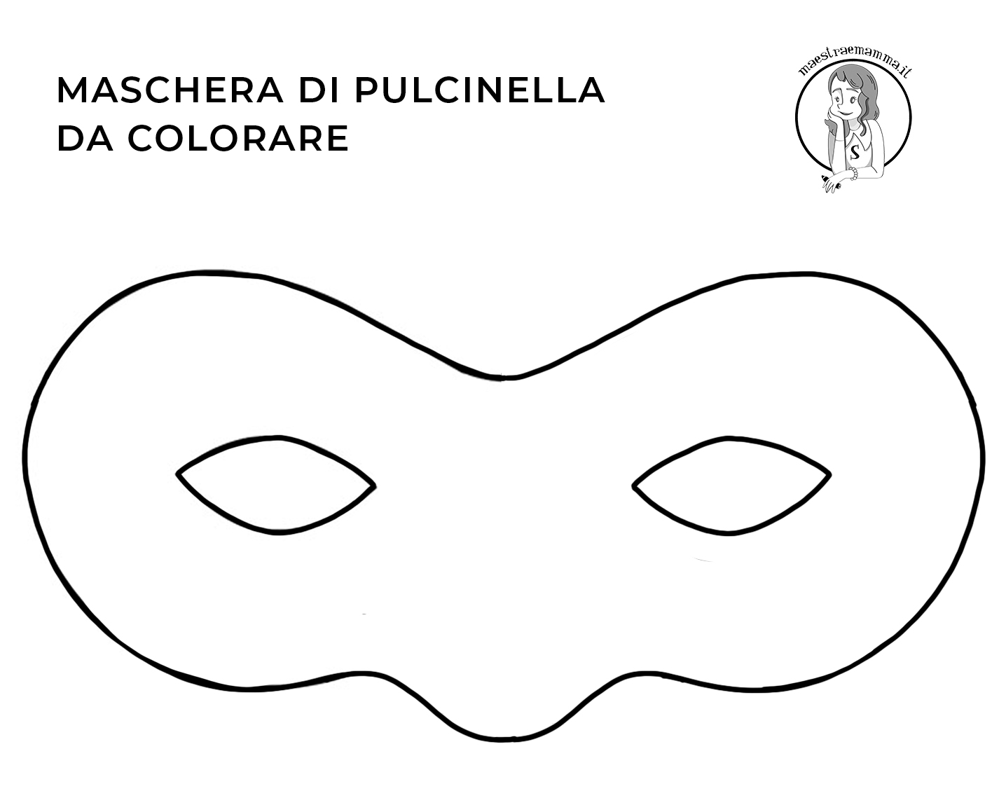 pulcinella Maschere di Carnevale da colorare e ritagliare