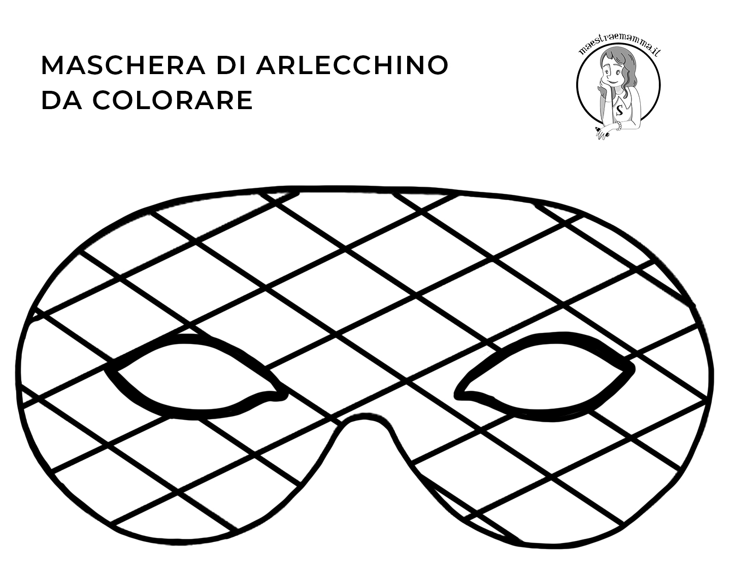 arlecchino-Maschere di Carnevale da colorare e ritagliare