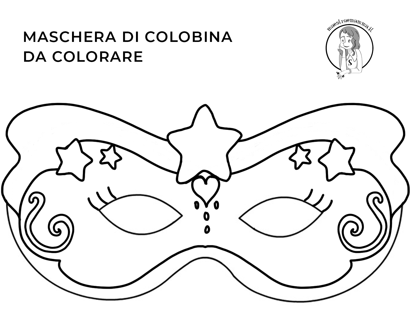colombina-Maschere di Carnevale da colorare e ritagliare