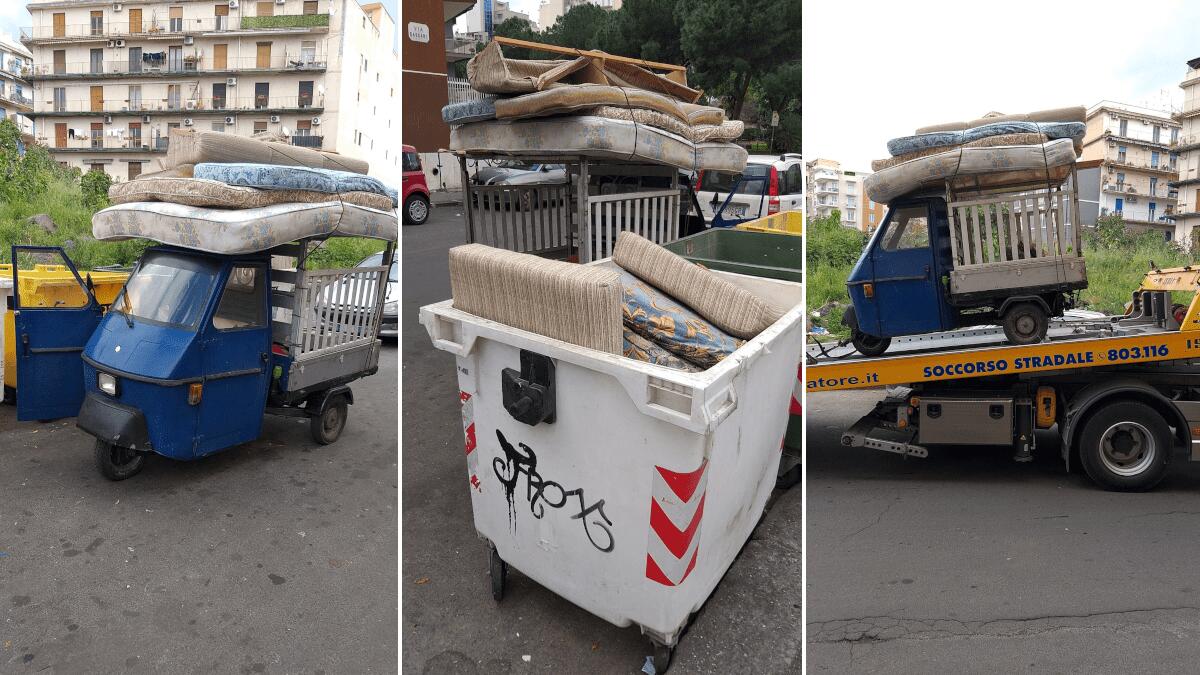 “Svuota cantine” gettava rifiuti speciali ovunque con la “lapa”: senza targa, assicurazione e patente - 