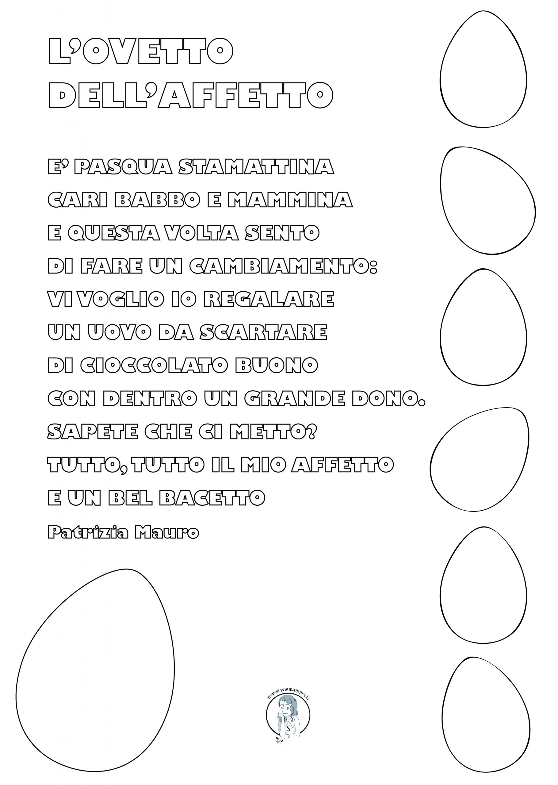 l-ovetto dell-affetto di patrizia mauro poesi per pasqua da stampare per bambini e da colorare