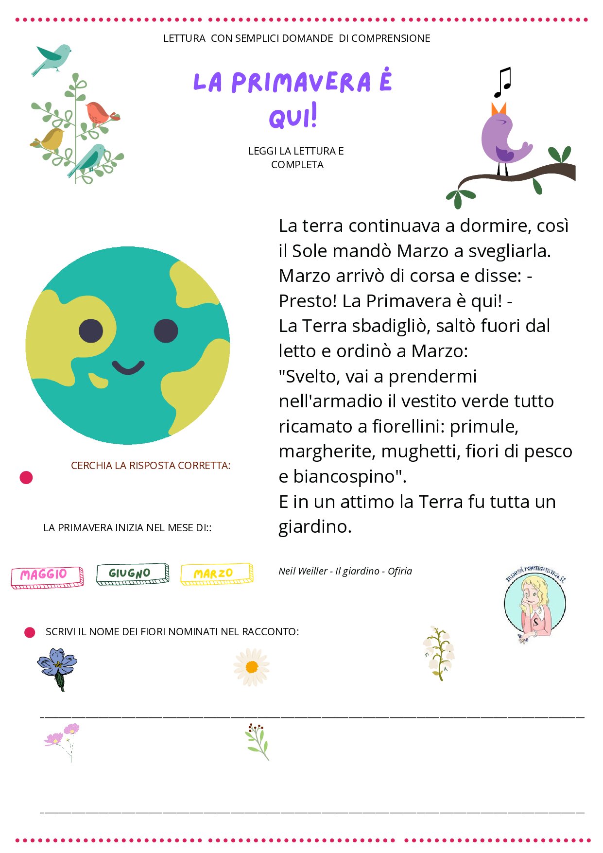 Per scaricare il PDF della scheda sulla primavera clicca QUI