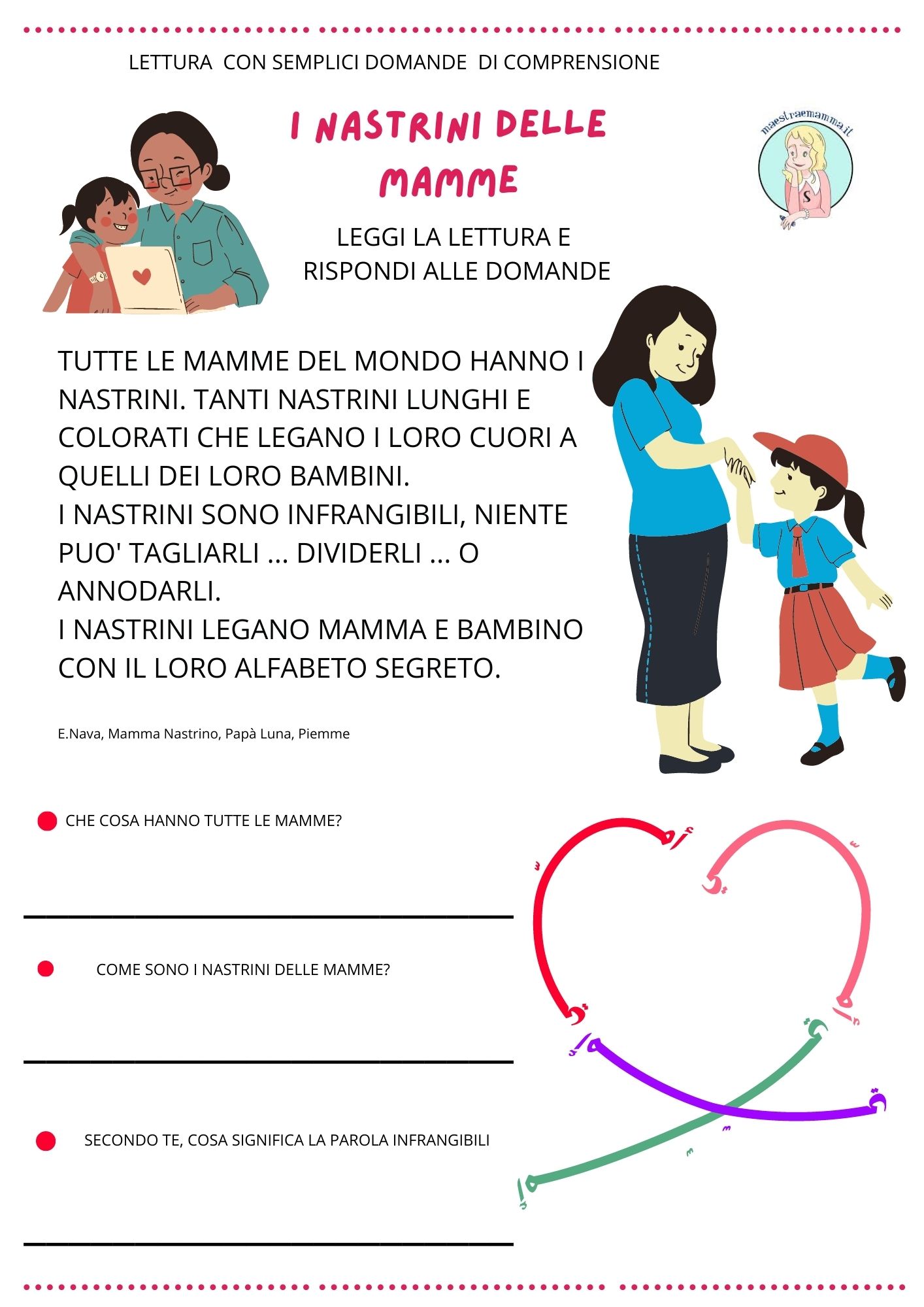 lettura per la festa della mamma con domande di comprensione scuola primaria scuola dell infanzia