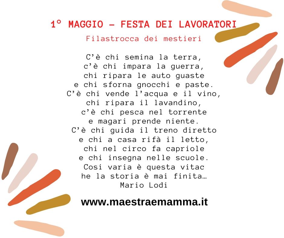 TESTI DELLE POESIE E DELLE FILASTROCCHE DEL PRIMO MAGGIO - FESTA DEI LAVORATORI mario lodi