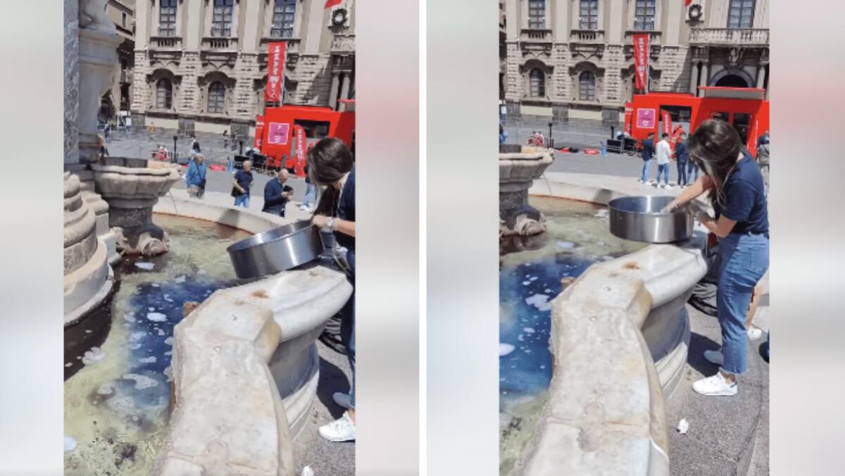 U Liotru utilizzato come "pila" per lavare una ciotola - 