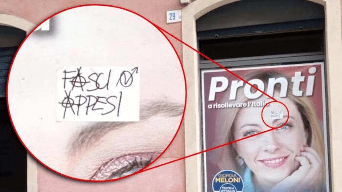 Scritta “fasci appesi” su manifesto estrema destra nel Catanese: «Questo perché siamo omofobi, razzisti, squadristi, ecc.» - 