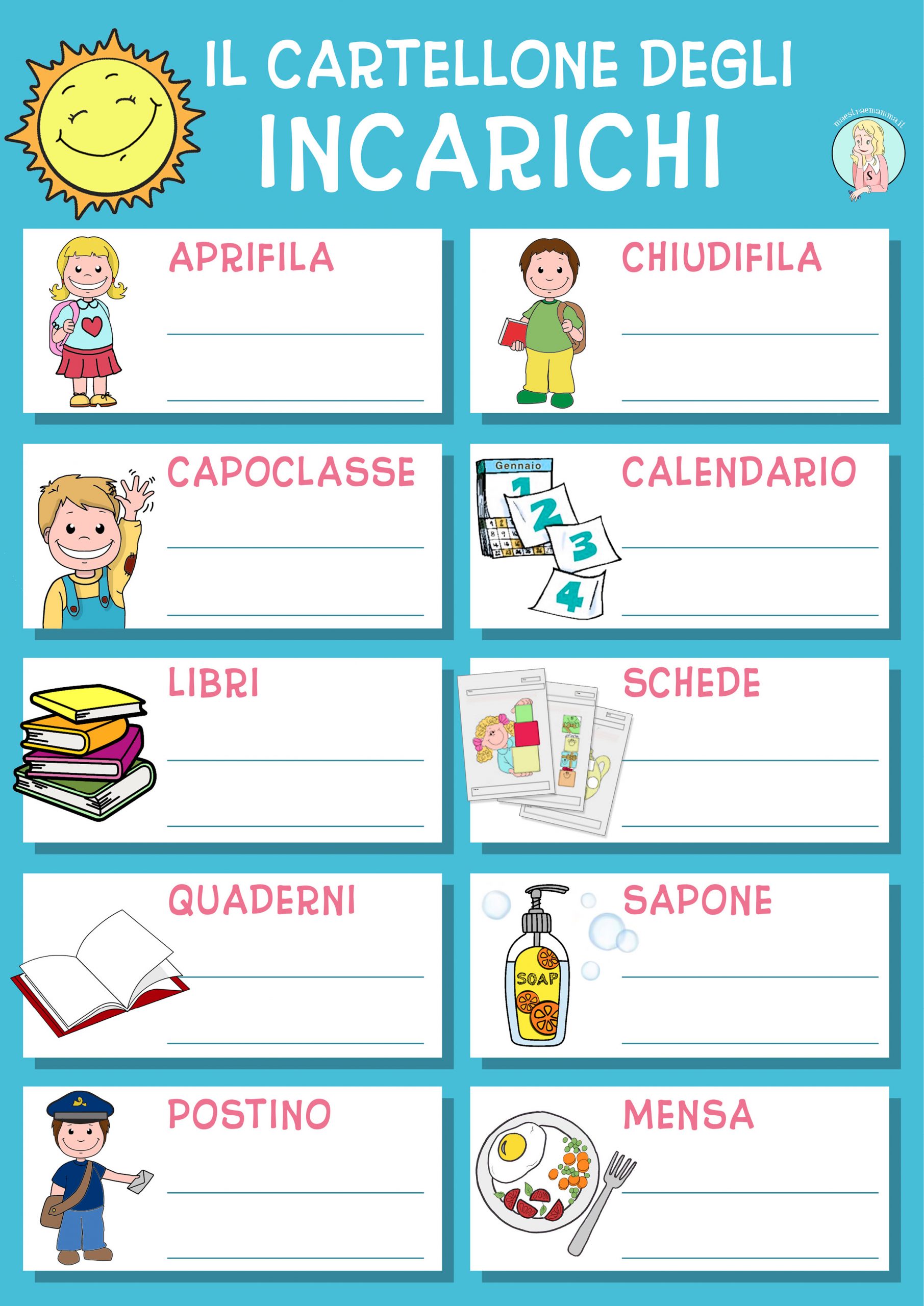 cartellone incarichi scuola primaria da stampare