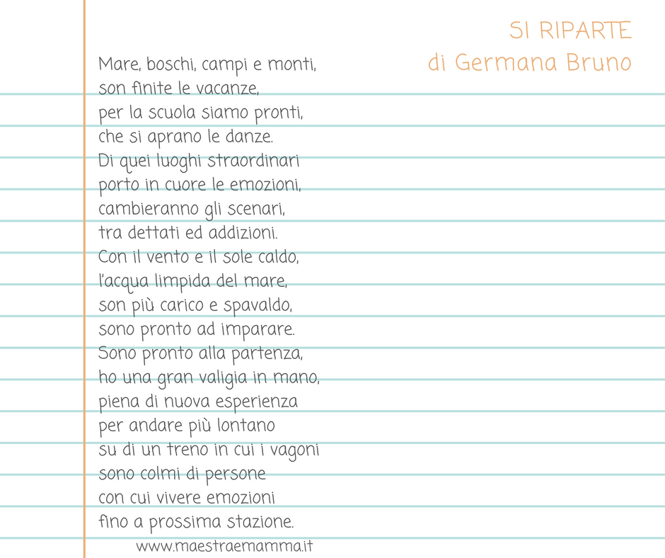 si riparte germana bruno poesia accoglienza per i primi giorni di scuola