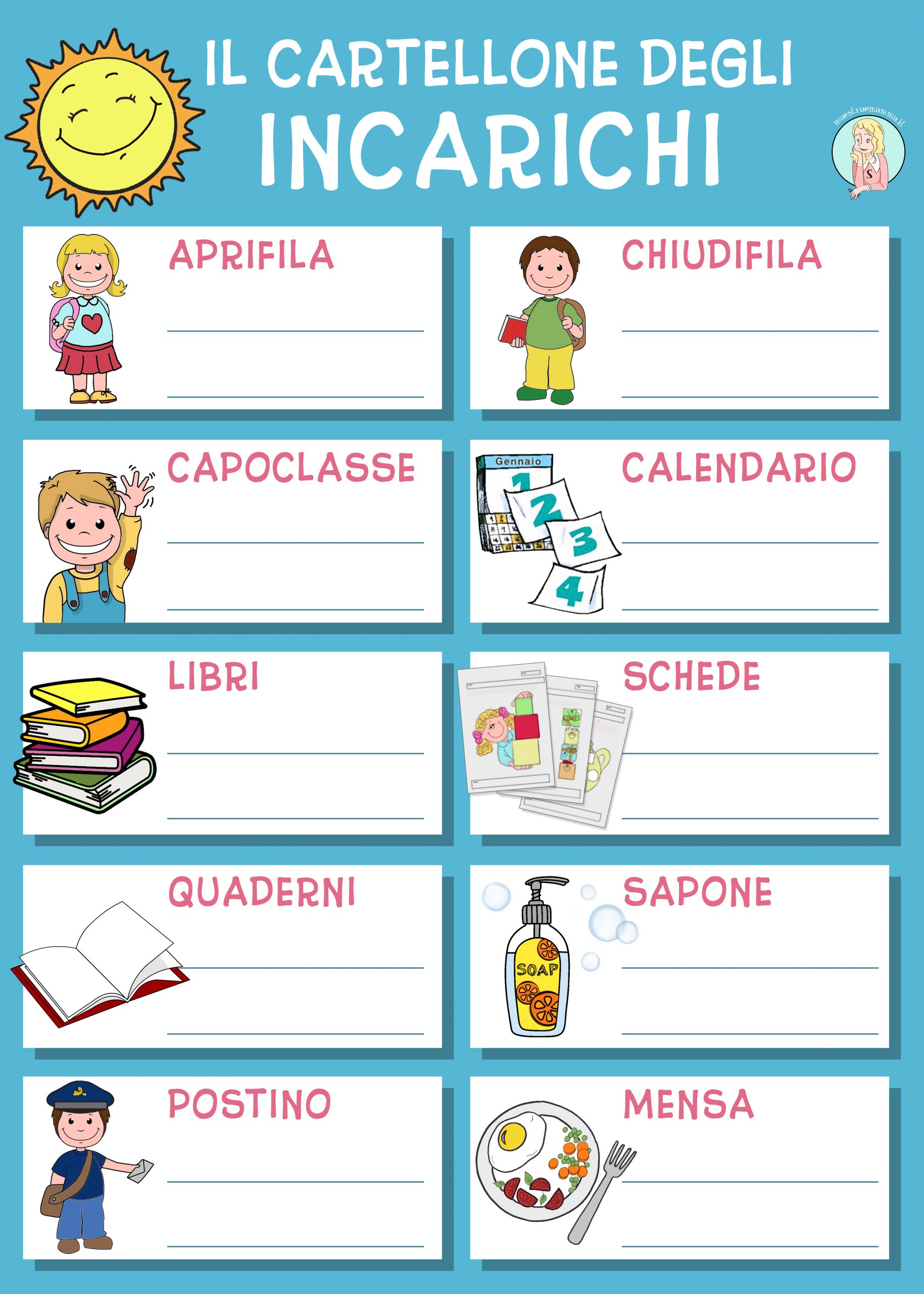 cartellone incarichi scuola primaria da stampare