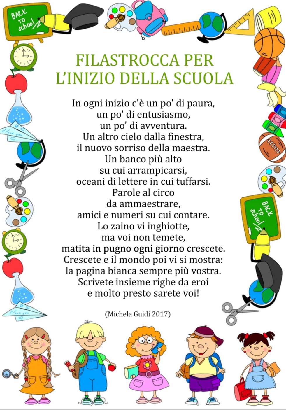 poesia inizio scuola filastrocca di michel aguidi l-inizio della scuola