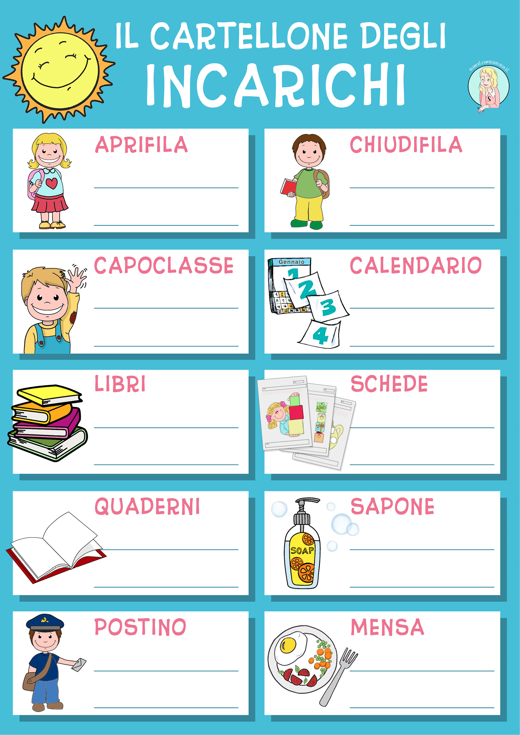 cartellone incarichi scuola primaria da stampare