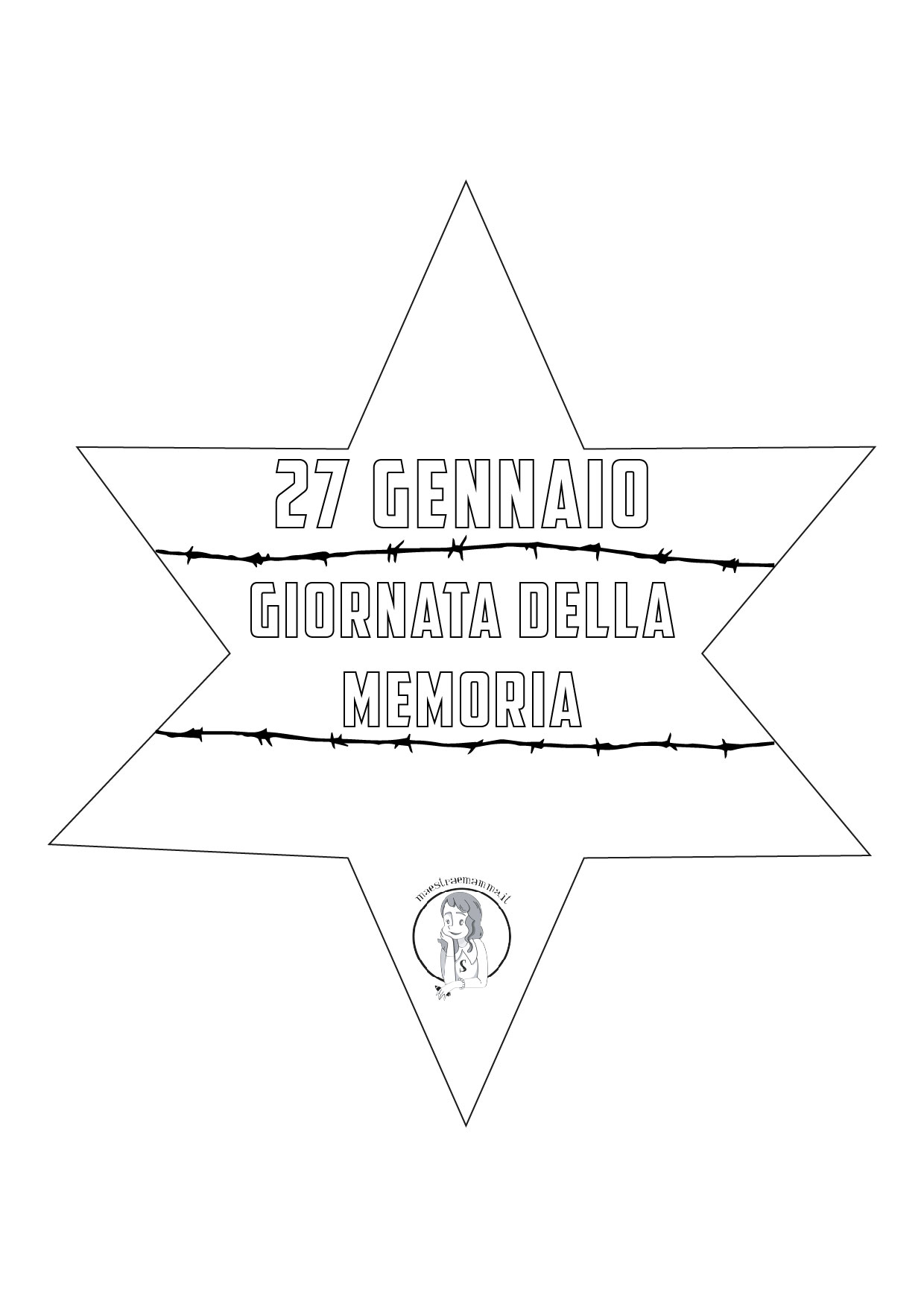 stella olocausto shoah da colorare scheda didattica scuola bambini 27 gennaio