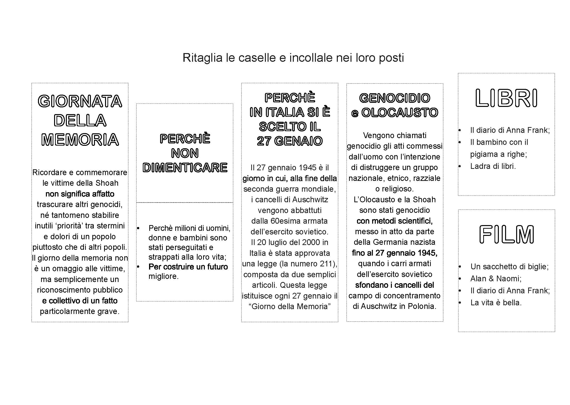 Lapbook IL GIORNO DELLA MEMORIA olocausto shoah scuola primaria