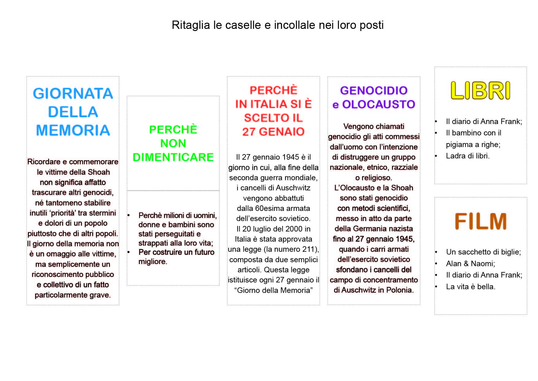 Lapbook IL GIORNO DELLA MEMORIA olocausto shoah scuola primaria