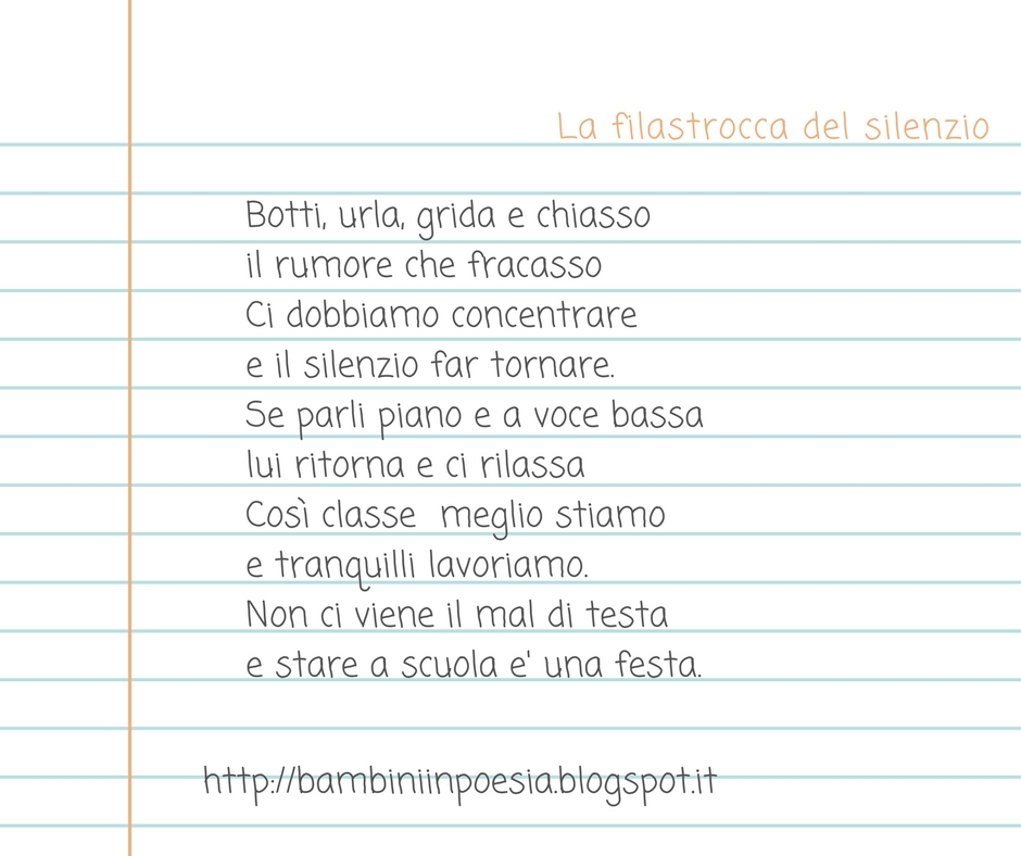 Filastrocche poesia filastrocca per ottenere silenzio prima della lettura di un libro scuola dell-infanzia-asilo-nido-scuola-primaria