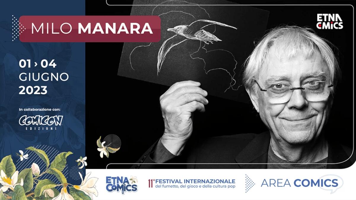 Manifesto Etna Comics 2023: il maestro Milo Manara celebra l'immortalità di Sant'Agata - 