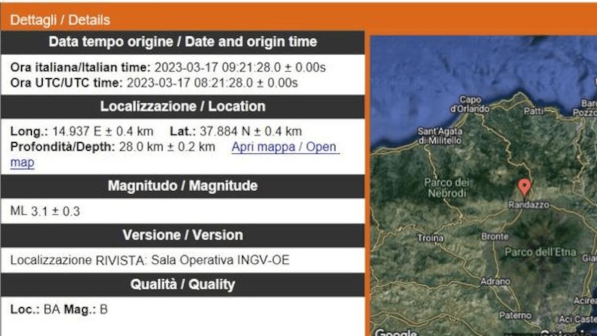 Terremoto di magnitudo 3.1 scuote zona etnea: i dettagli dell'evento sismico - 