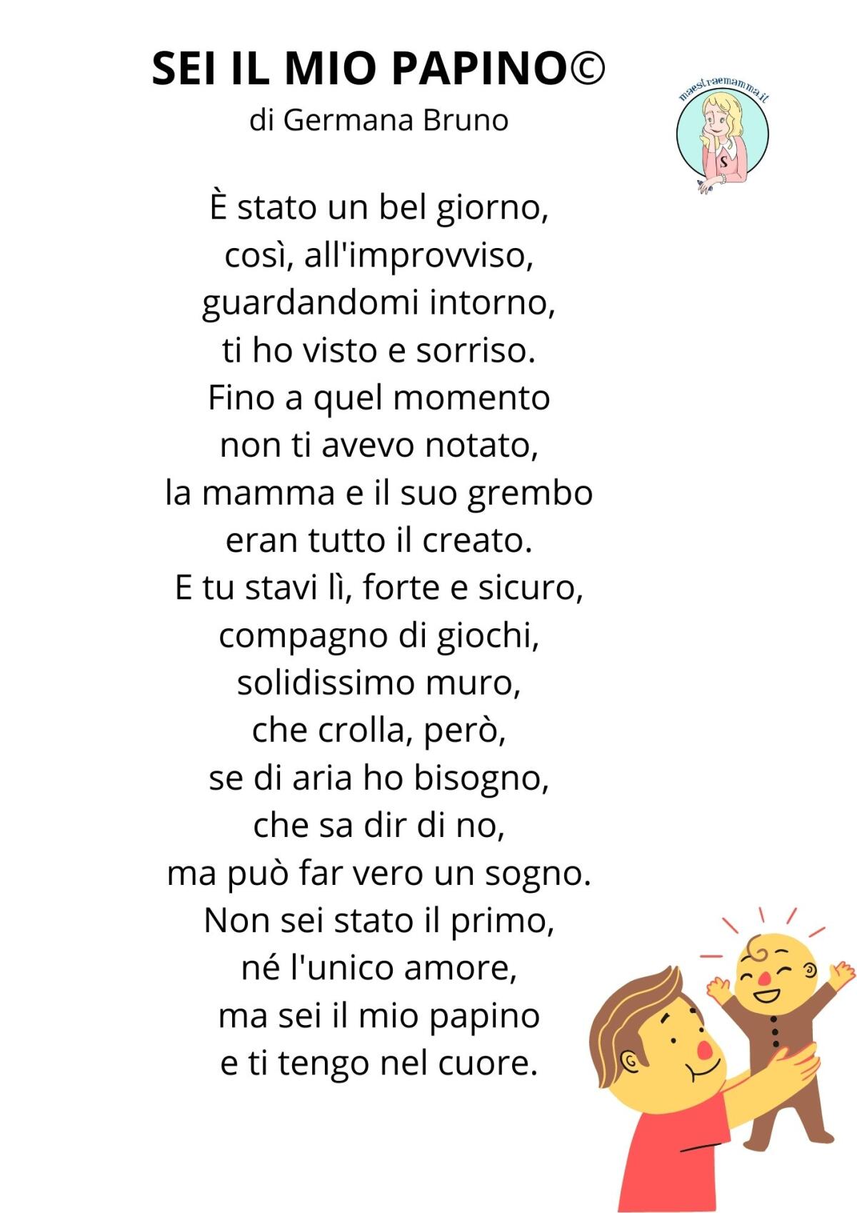 Poesia per la festa del papà per bambini - "Sei il mio papino" di Germano Bruno - 