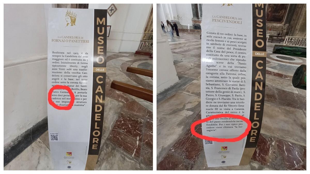 San Nicolò l'Arena, gli errori nella descrizione delle candelore che nessuno ha notato - 