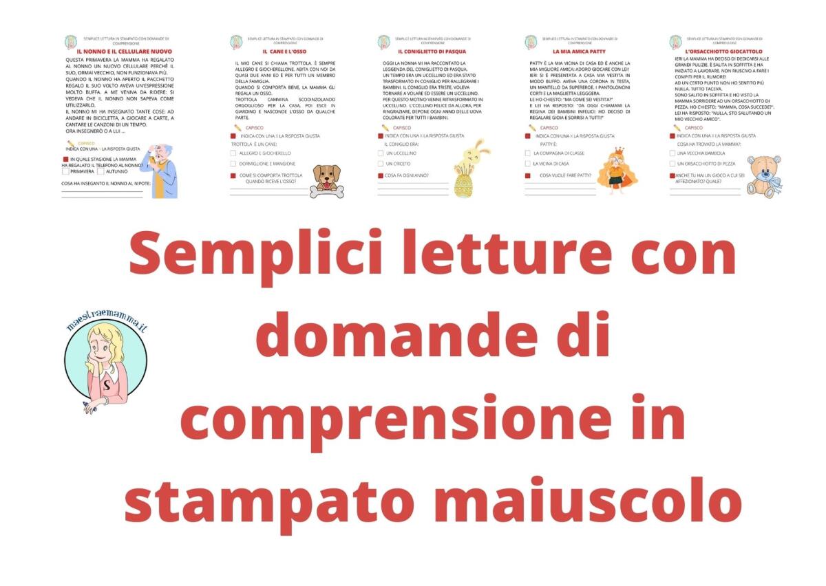 Testi con domande di comprensione in stampato maiuscolo - 